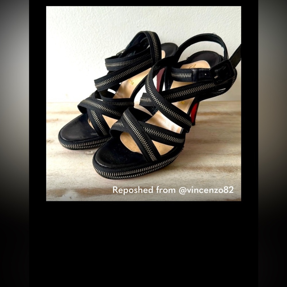 Christian Louboution  strapped zippered heels!!!!
